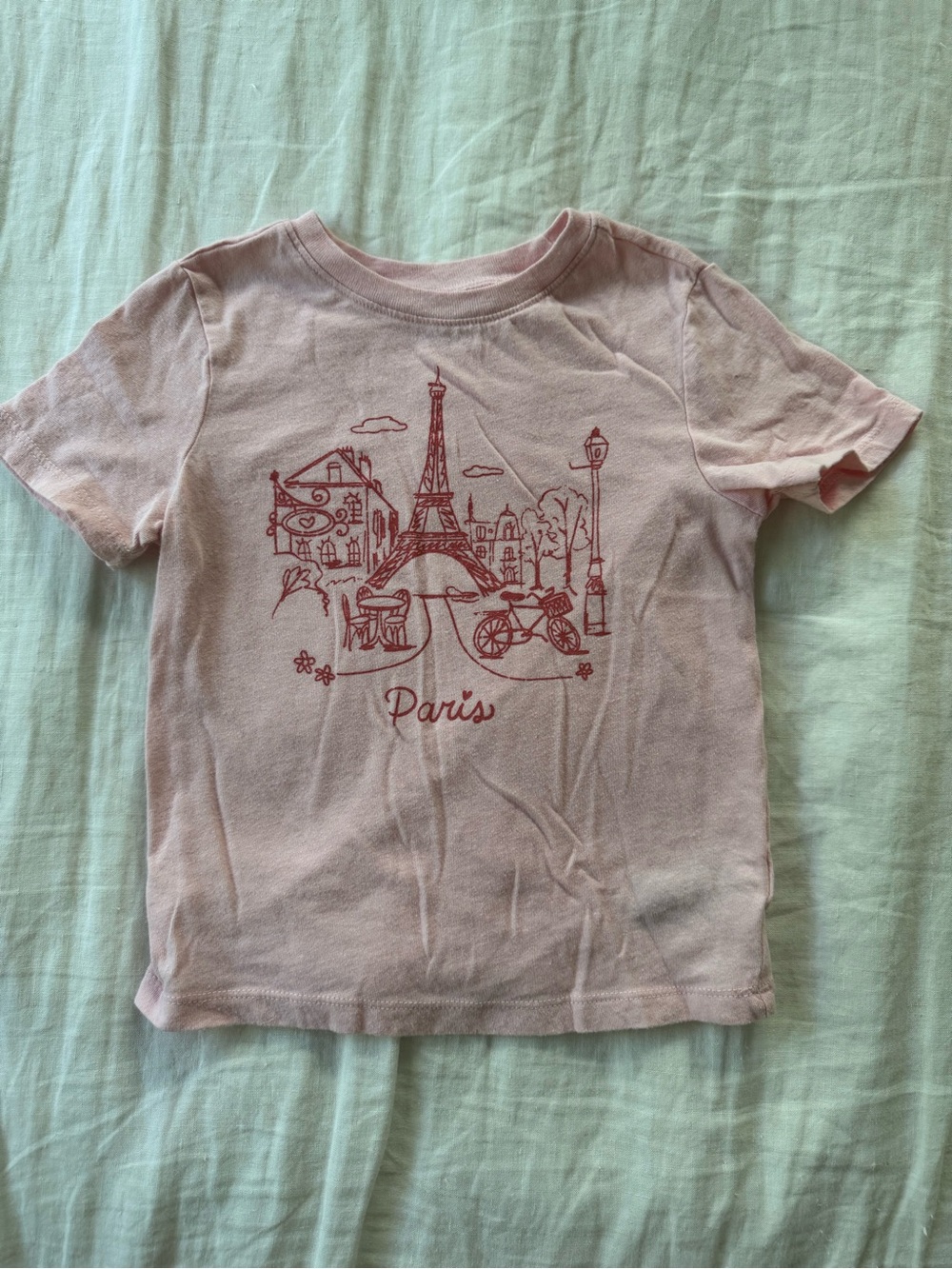 Old Navy Light Pink Paris Graphic Short Sleeve Tee